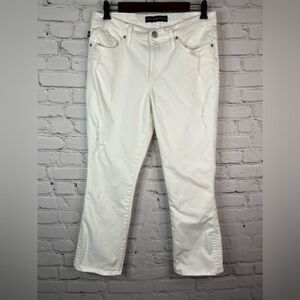 Rock & Republic Women Sz‎ 12 Kendall White Stretch Denim Cropped Jeans Mid Rise